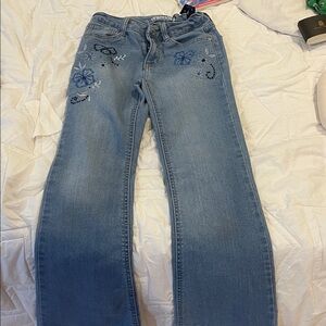 Wallflower Blue Floral Embroidered Straight Leg Jeans